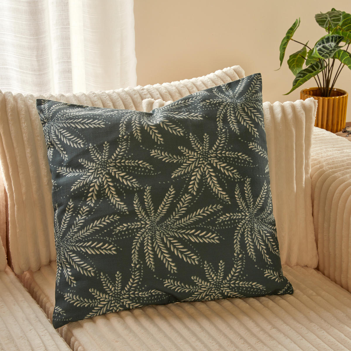 OUTDOOR-KISSEN wendbar The Palm Resort Grün 55/55 cm - Grün, Textil (10/55cm) - Atmosphera Createur d´interieur