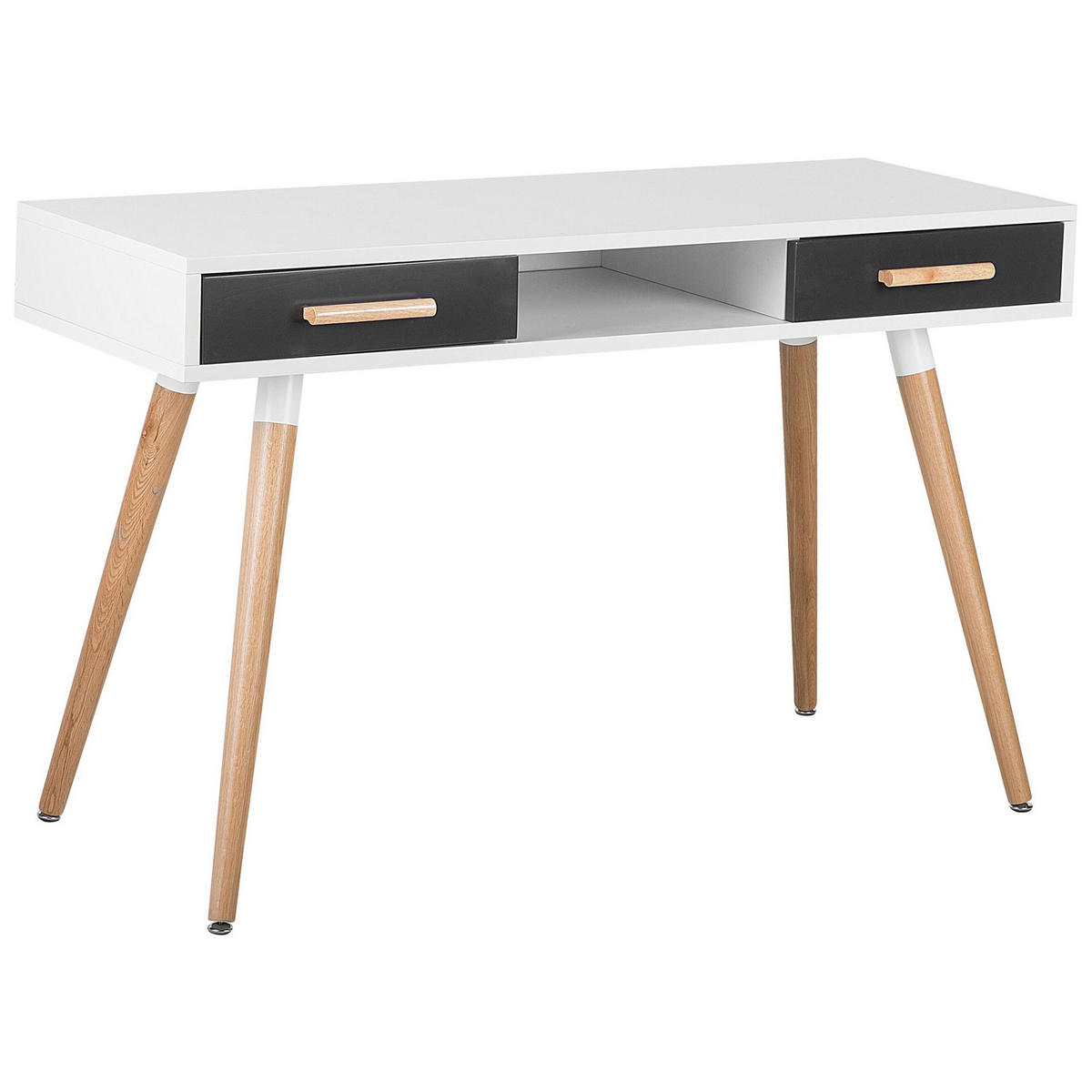 SCHREIBTISCH weiß/grau 120/45/75 cm Frisco - Schwarz/Weiß, Holzwerkstoff (45/120/75cm) - Beliani
