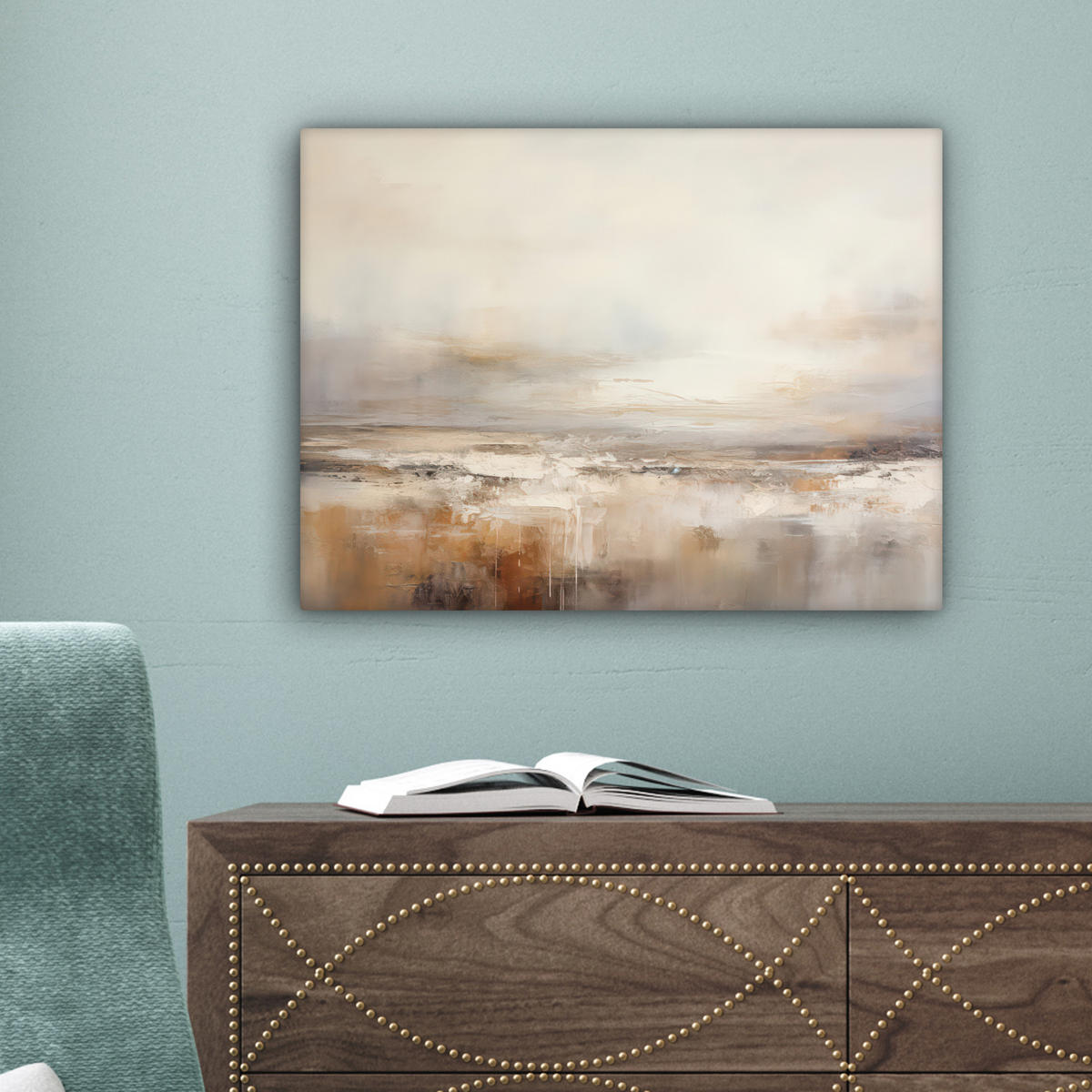 LEINWANDBILD - Kunst - Industriell - Grau - Braun - Abstrakt - 40x30 - Wanddeko - Sandfarben, Textil (40/30cm) - MuchoWow