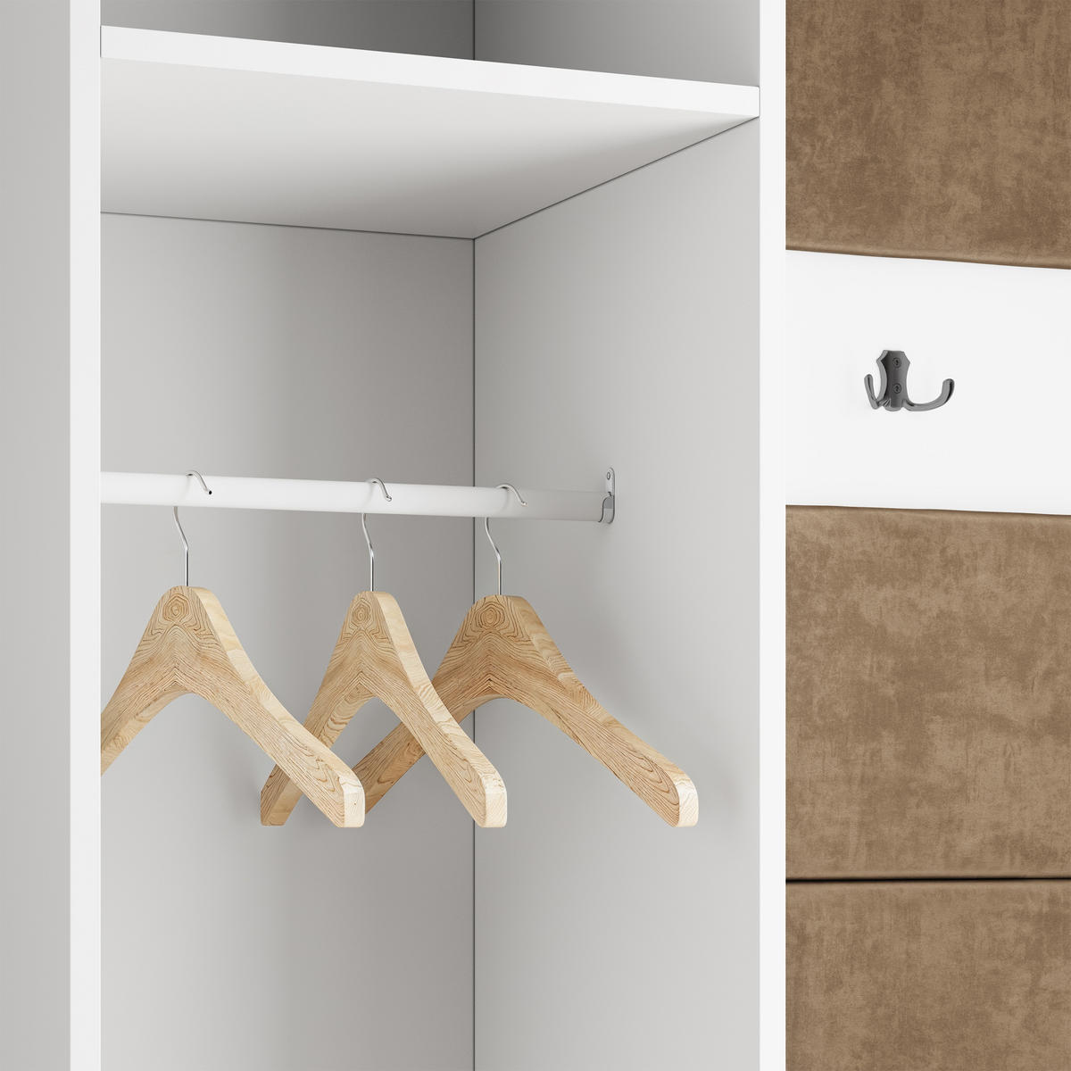 GARDEROBENSCHRANK VIRA 95/181/51 cm Modern Garderobe-Set Weiß - Beige/Weiß, Holzwerkstoff (95/181/51cm) - MASSENO