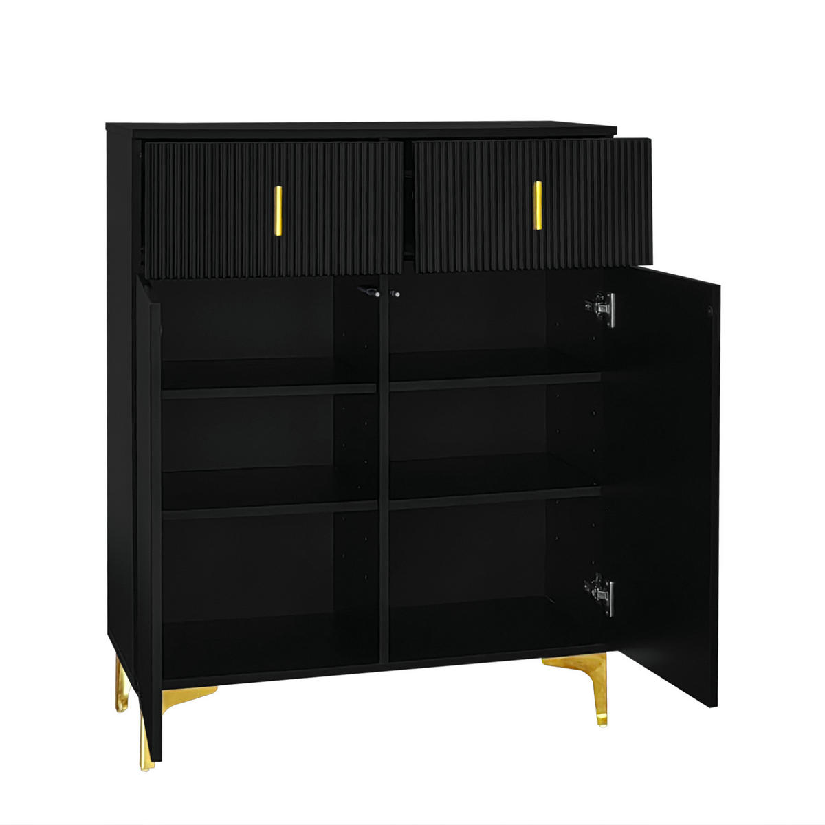 SIDEBOARD z dřevotřísky, 83/35/101 cm černá se 2 dvířky a 2 zásuvkami - černá, kompozitní dřevo (83/101/35cm) - Modenvie