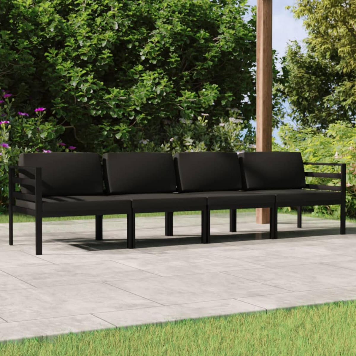GARTEN-LOUNGE-SET 4Er Set Mit Kissen Aluminium Anthrazit - Anthrazit, Metall - vidaXL