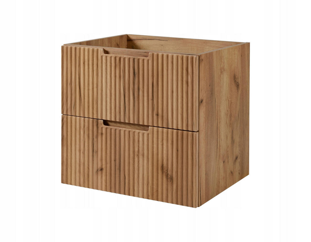 WASCHBECKUNTERSCHRANK VENA 80 cm mit Arbeitsplatte Farbe: Eichen Craft mit einem Regal Gerillte Vorderseite Eichen Craft - Eichefarben, Holzwerkstoff (80/58/46cm) - Rodan