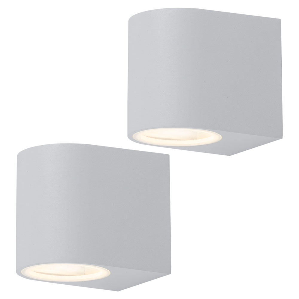 LED AUSSENWANDLEUCHTE Aluminium Weiß 2er Set - Weiß, Metall (8/6.8/9.2cm)