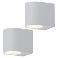 LED AUSSENWANDLEUCHTE Aluminium Weiß 2er Set - Weiß, Metall (8/6.8/9.2cm)