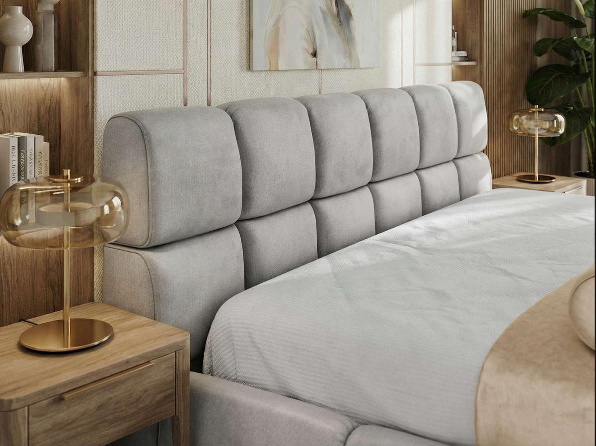 POLSTERBETT NIRA CLASSIC 180/200 - Hellgrau Velvet - ohne Matratze - Hellgrau, Textil (180/200cm) - MKS