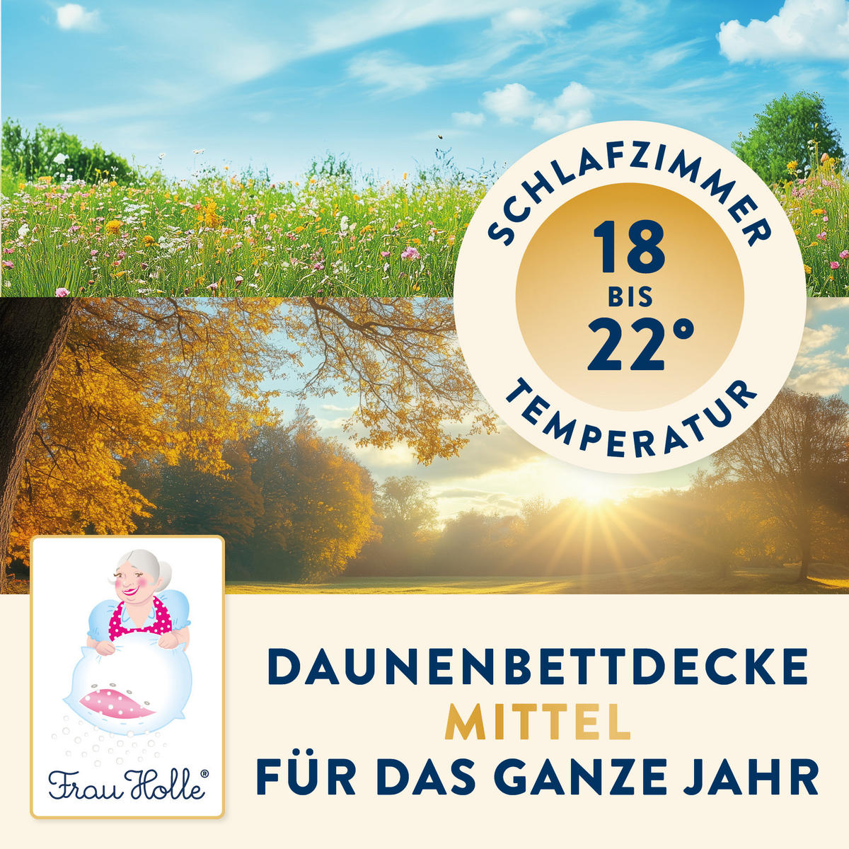 GANZJAHRESBETTDECKE KLASSIK Entendaunen medium - Weiß, Naturmaterialien/Textil (200/220cm) - Frau Holle