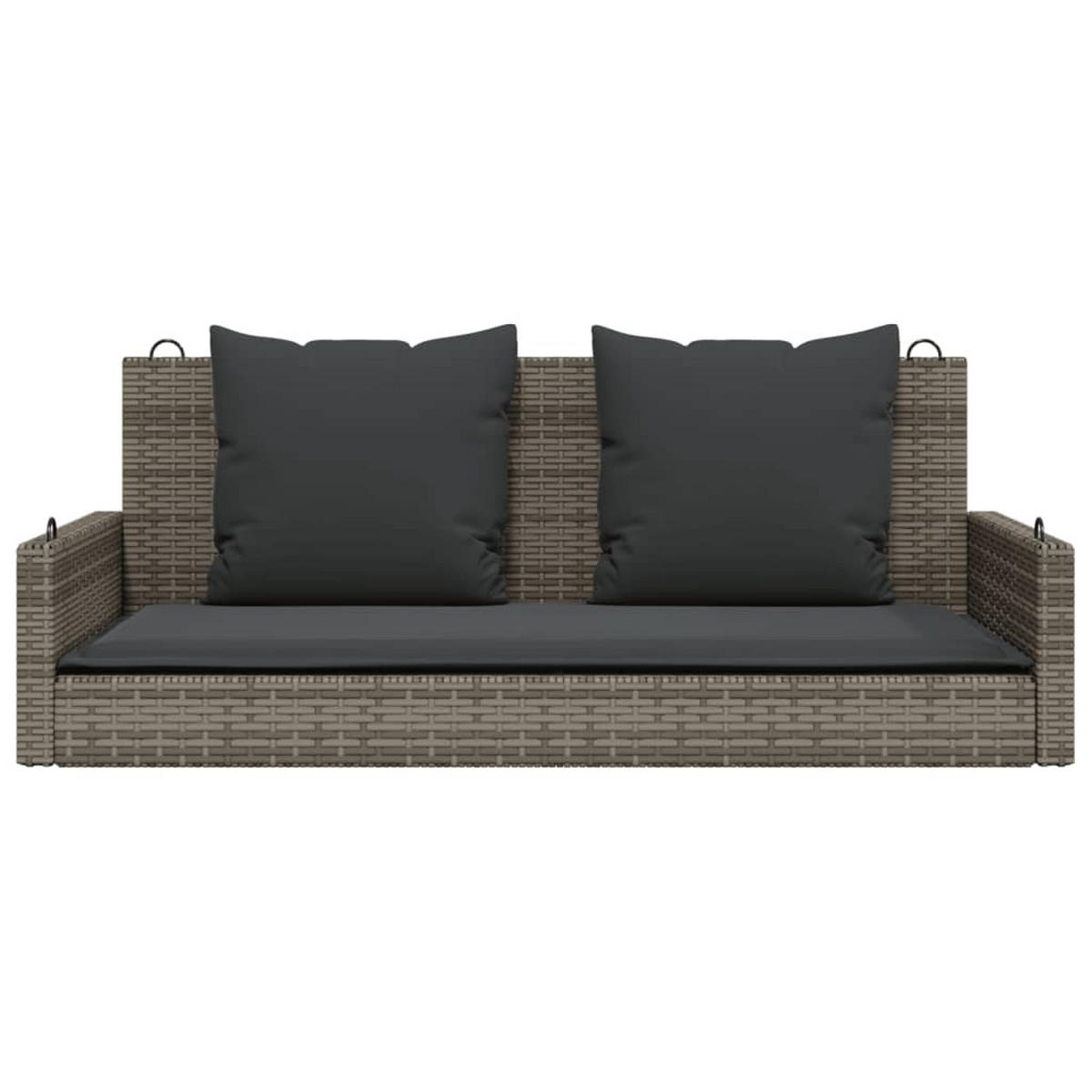 HÄNGEBANK Mit Kissen Grau 119/56/48 Cm Poly Rattan - Grau, Kunststoff (119/48/56cm) - vidaXL