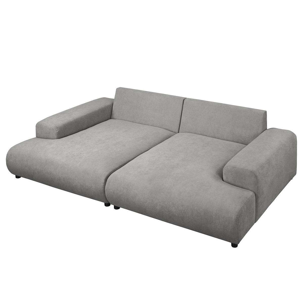 BIGSOFA - Schwarz/Grau, Kunststoff/Textil (237/79/144cm) - home24