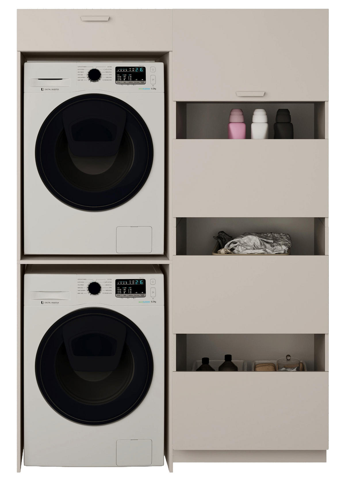 BADEZIMMERMÖBEL-SET Holv Kaschmirgrau 135 cm - Taupe, Holzwerkstoff/Metall (135/200/66cm) - Selsey