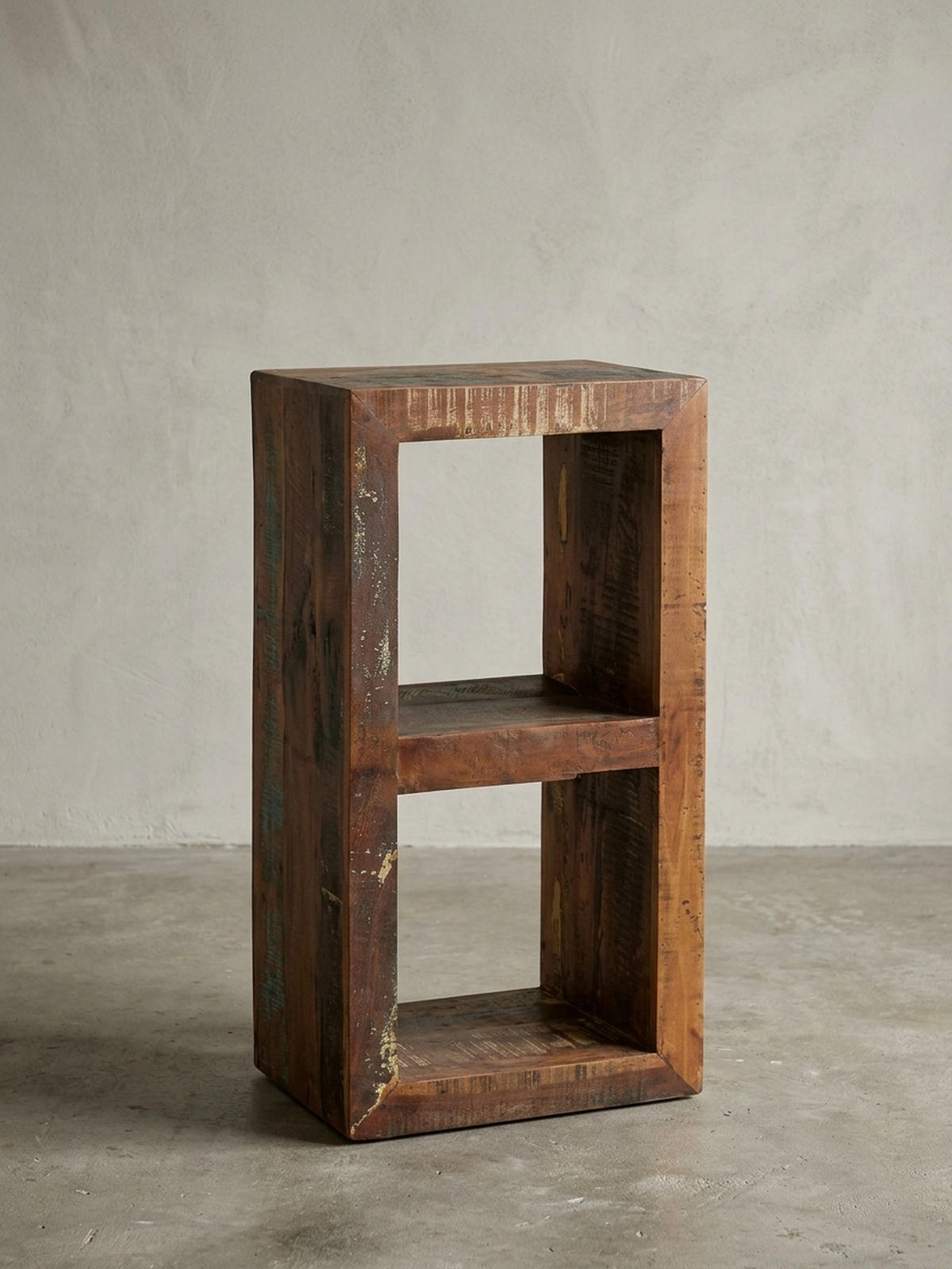 REGAL Massivholz Mango Cubeform Vintage EWA, Braun 45x35x90 cm - Braun, Holz (45/90/35cm) - KADIMA DESIGN