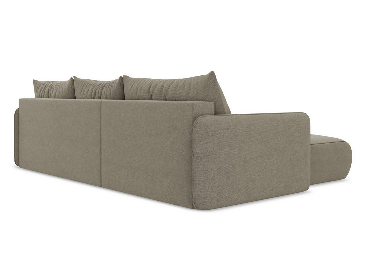 ECKSOFA mit Schlaffunktion Strukturstoff Stoff Beige - Beige/Schwarz, Kunststoff/Textil (148/240cm) - Makamii