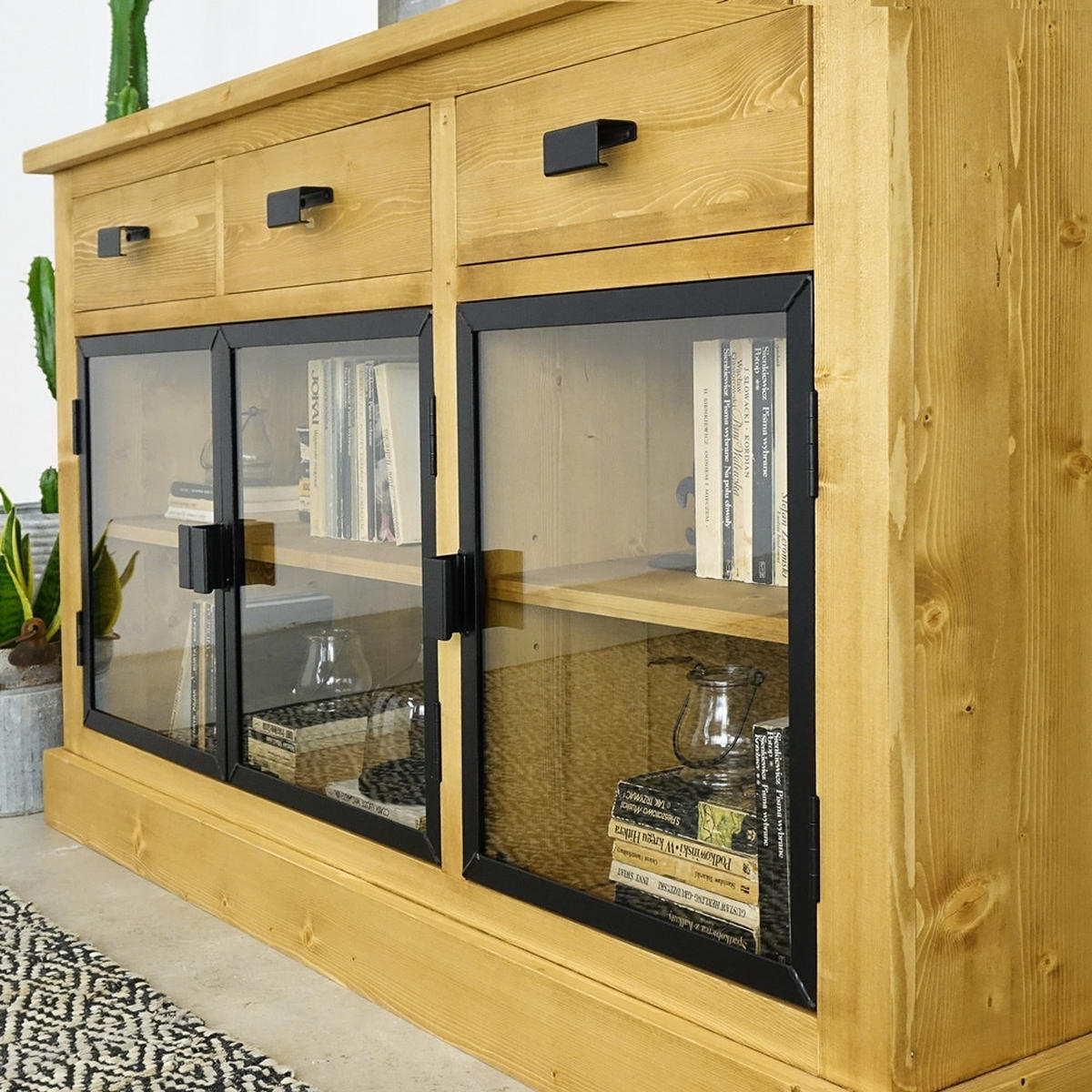 SIDEBOARD aus Massivholz Industrial - Honig, Holz (156/90/50cm) - Seart