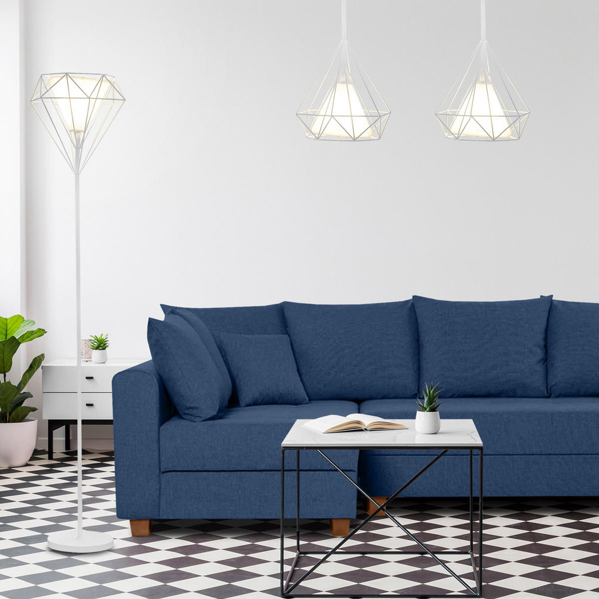 PENDELLEUCHTE ACOS 2-er Set, Weiß - Weiß, Textil/Metall (36/36/37cm) - KONSIMO®