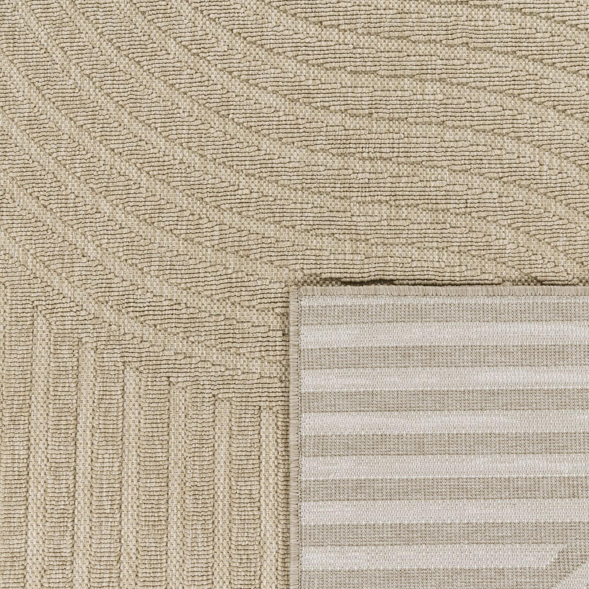 OUTDOOR Teppich Unifarben Spiralmuster Balkon, Terrasse schmutzabweisend Beige Rechteckig 160x230 - Beige, Textil (160/230cm) - KADIMA DESIGN