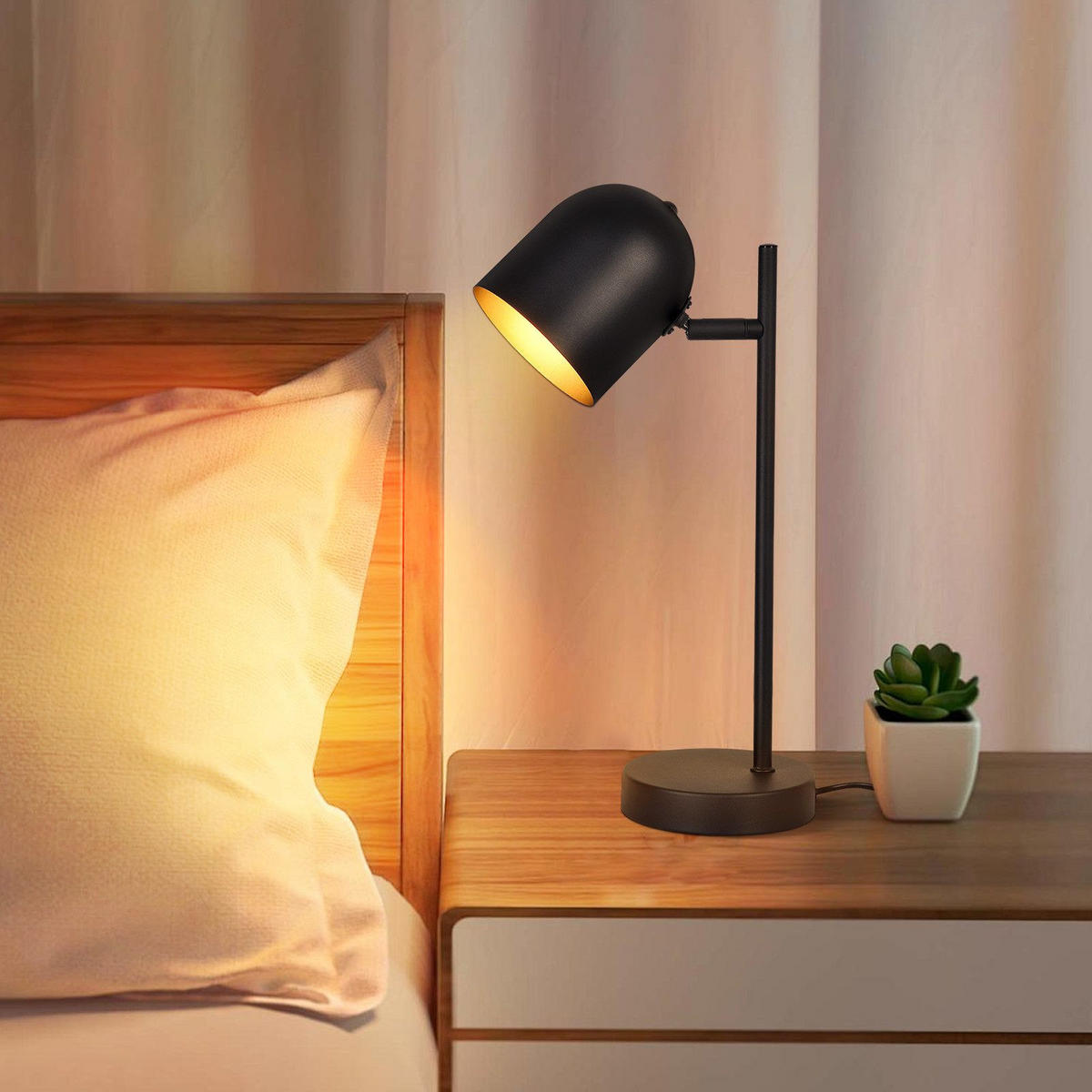 TISCHLAMPE Mila 21.5/12/35 cm - Schwarz, Metall (21.5/12/35cm) - ZMH