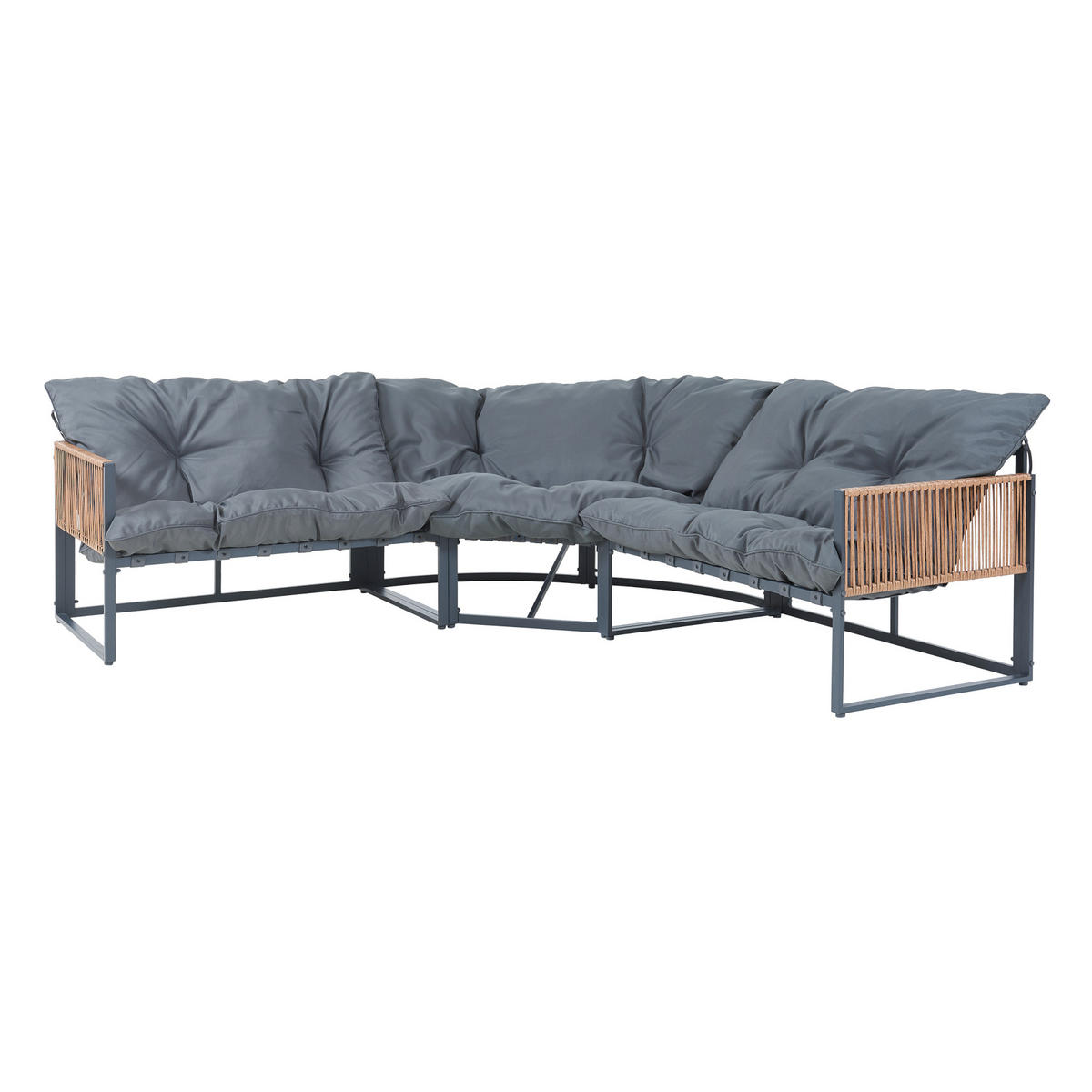 GARTENMÖBEL-SET 4 TLG. Karg - Dunkelgrau/Eichefarben, Kunststoff/Metall - casa.pro