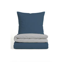 BETTWÄSCHE-GARNITUR Mikrofaser UNI marine, 200x200 cm + 80x80 cm - Dunkelblau, Textil (200/200cm) - Castell