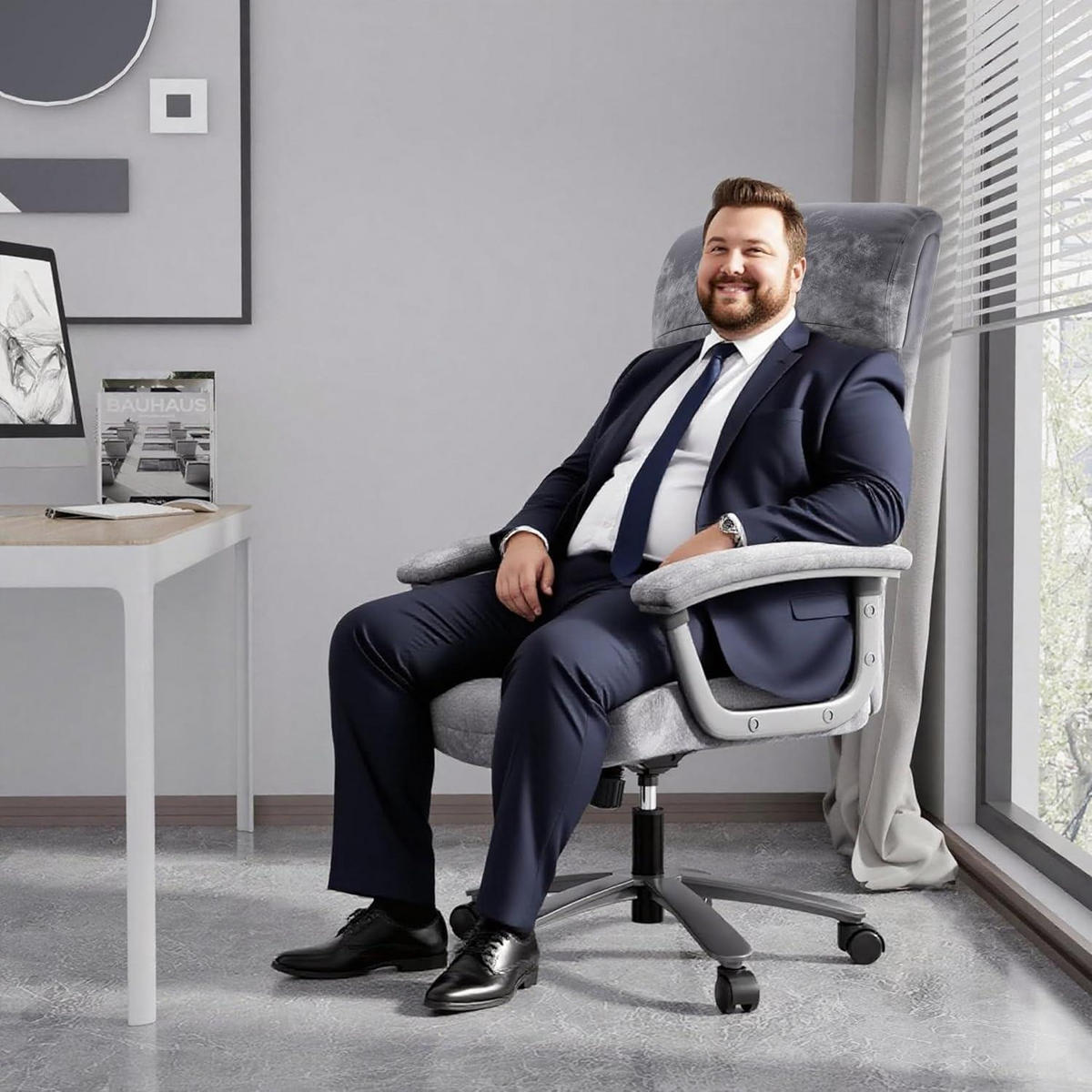 BÜROSTUHL Ergonomisch Grau Samt - Grau, Textil (70/117/58cm)