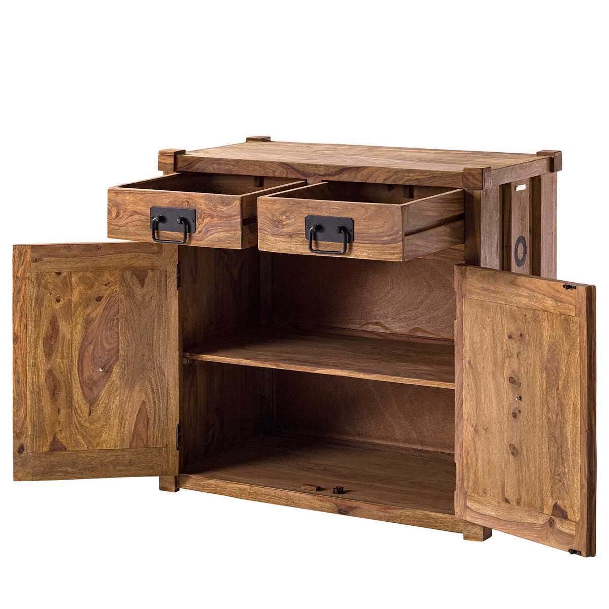 KOMMODE - Massivholz - Sheeshamfarben/Schwarz, Holz/Metall (90/86/45cm) - home24