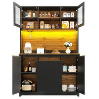 BUFFET 120/40/180 cm in Schwarz mit LED-Beleuchtung und Acryltüren - Schwarz, Holzwerkstoff (120/180/40cm) - Flora Grace