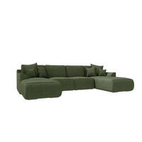 WOHNLANDSCHAFT Gusto Cordstoff Olivgrün inkl. Schlaffunktion - Chromfarben/Olivgrün, Kunststoff/Textil (306/96/194cm) - 99rooms