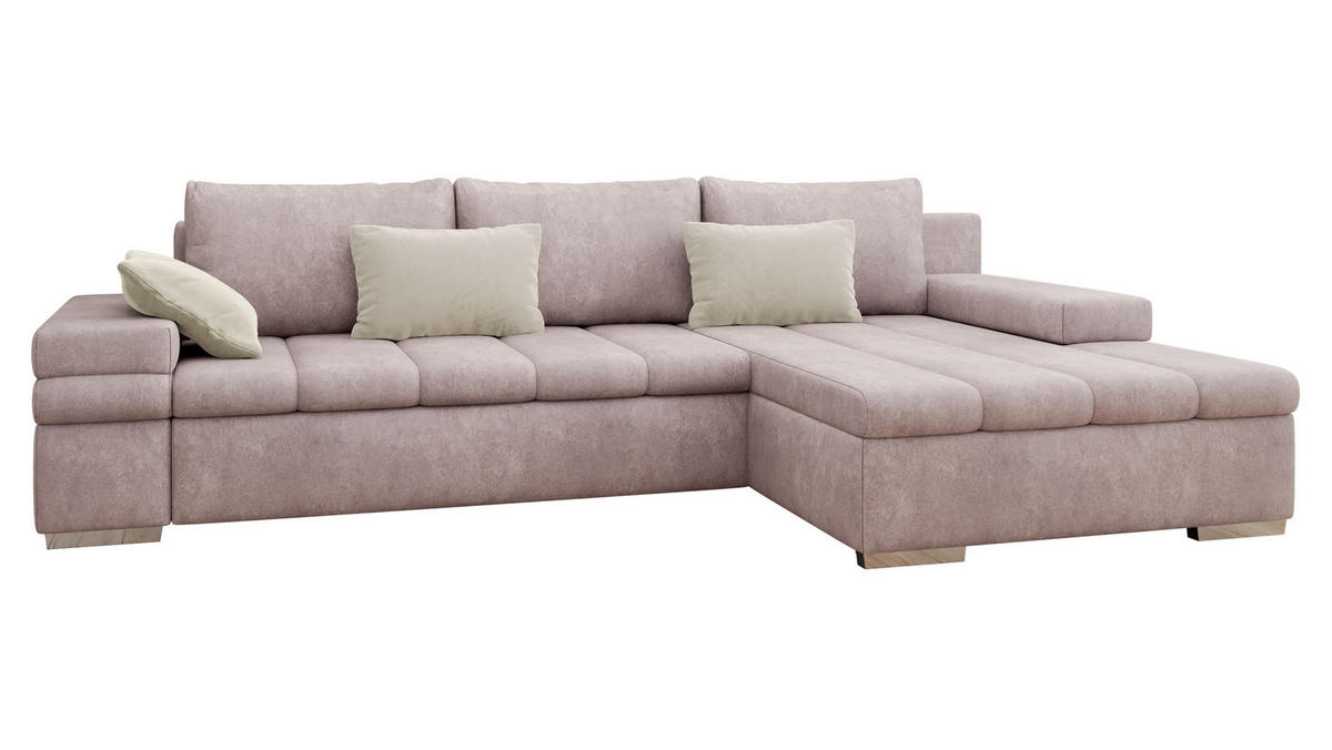 ECKSOFA Bangkok Premium, Seite: Rechts - Silberfarben/Rosa, Holz/Textil (310/175cm) - MIRJAN24