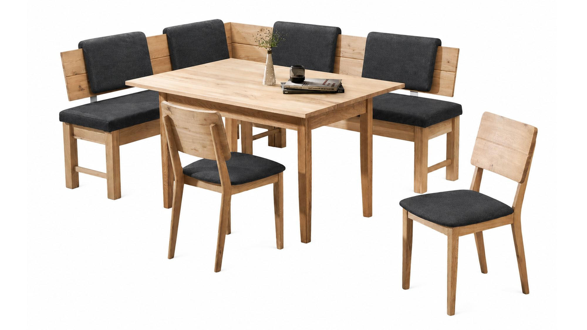 ECKBANKGRUPPE Modern Dyan 2 für 7 Personen Massivholz Wildeiche/Grau - Wildeiche/Grau, Holz (167/85/192cm) - 58aufmkessel