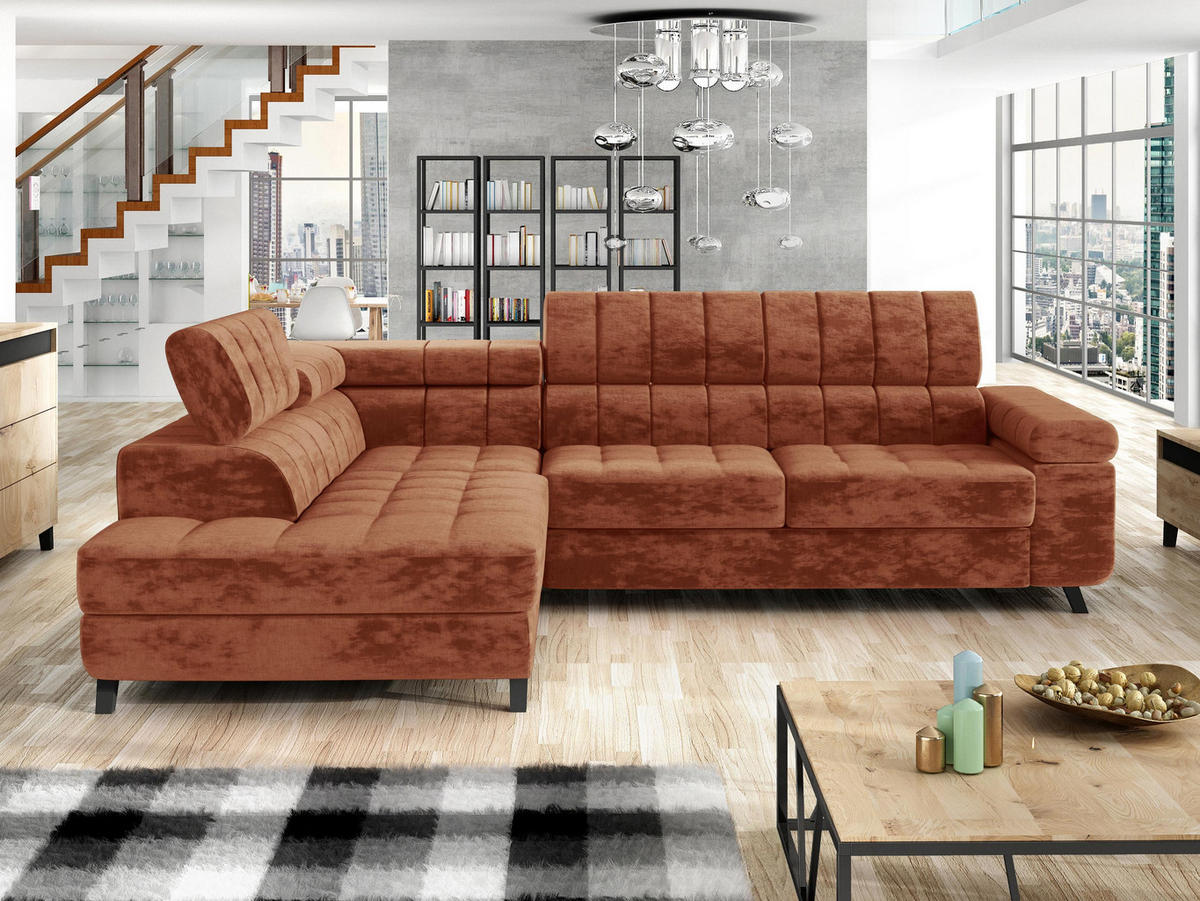 ECKSOFA Nord, Seite: Links - Schwarz/Bronzefarben, Holz/Textil (264/203cm) - MIRJAN24