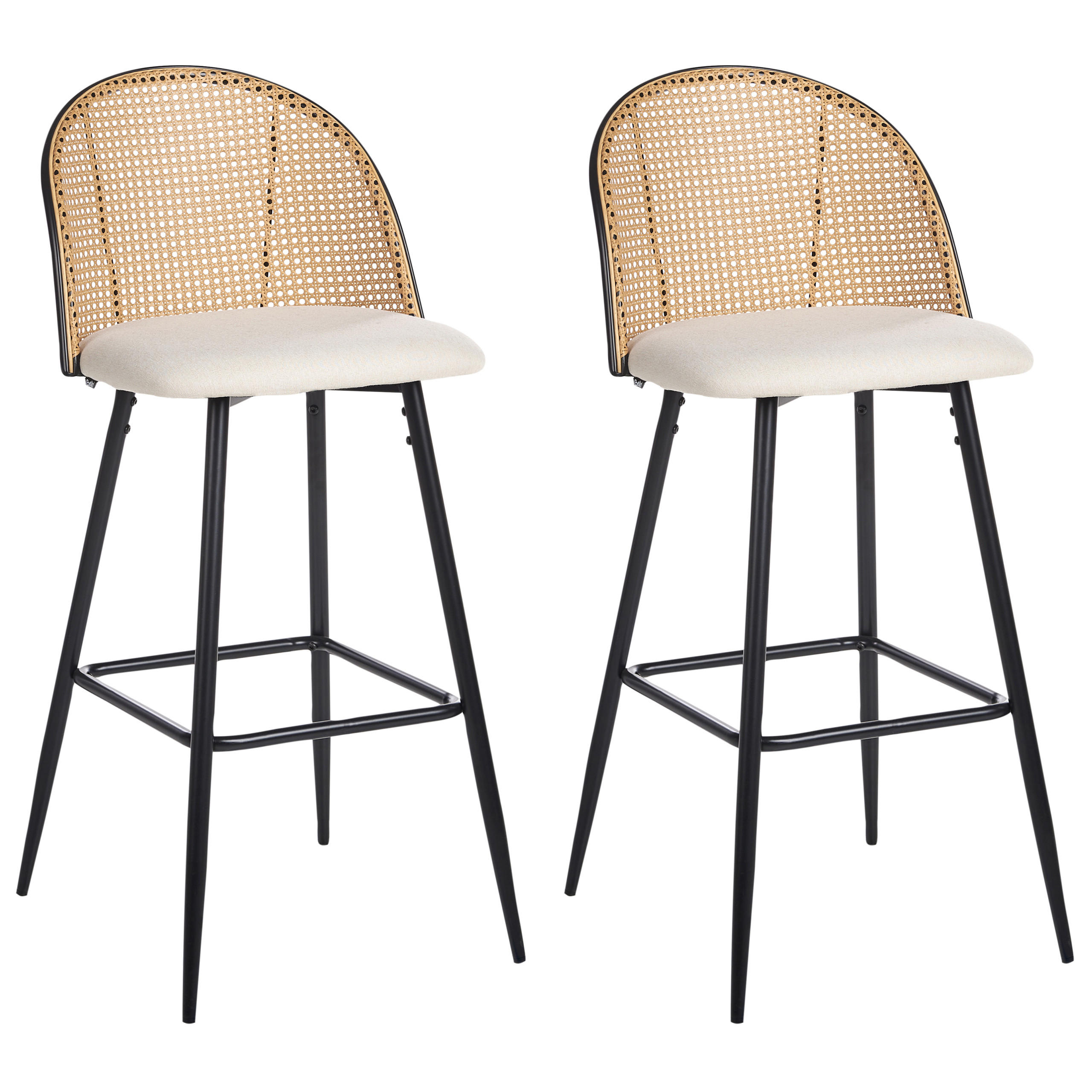 BARSTUHL 2er-Set Metall Schwarz Cornell - Beige, Metall (46/104/51cm) - Beliani