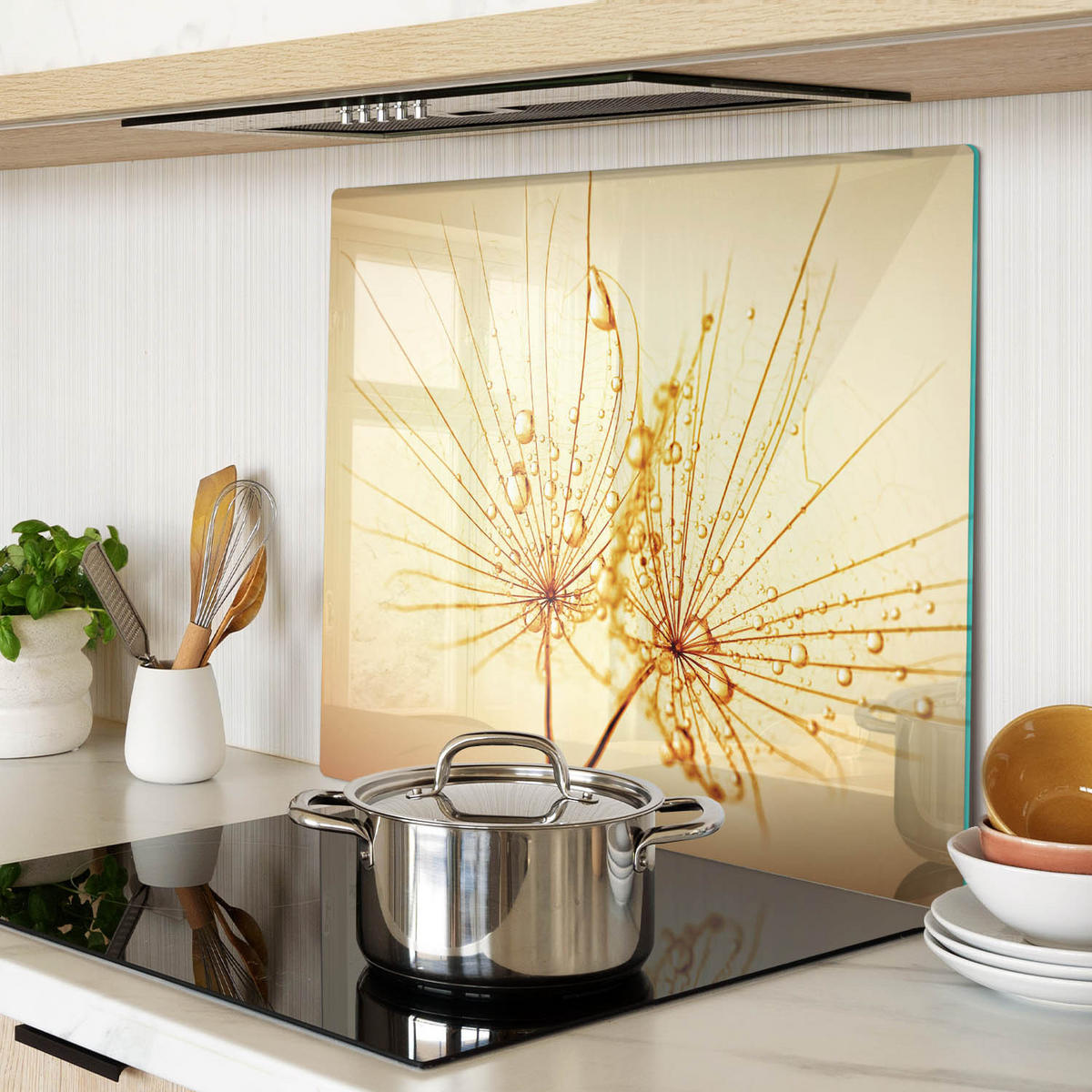 GLASPLATTE 60x52 cm Löwenzahn - Beige, Glas (60/0.4/52cm) - TULUP