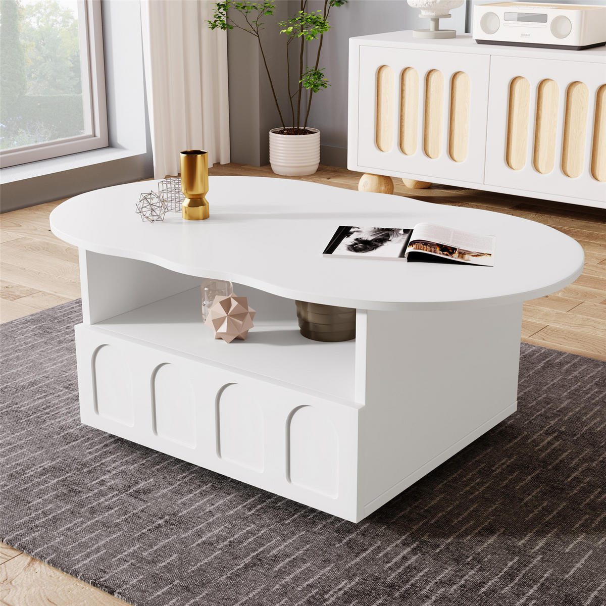 COUCHTISCH 100x60x40,5 Schubladen Stauraum - Weiß, Holz (100/60/40.5cm) - Kaket