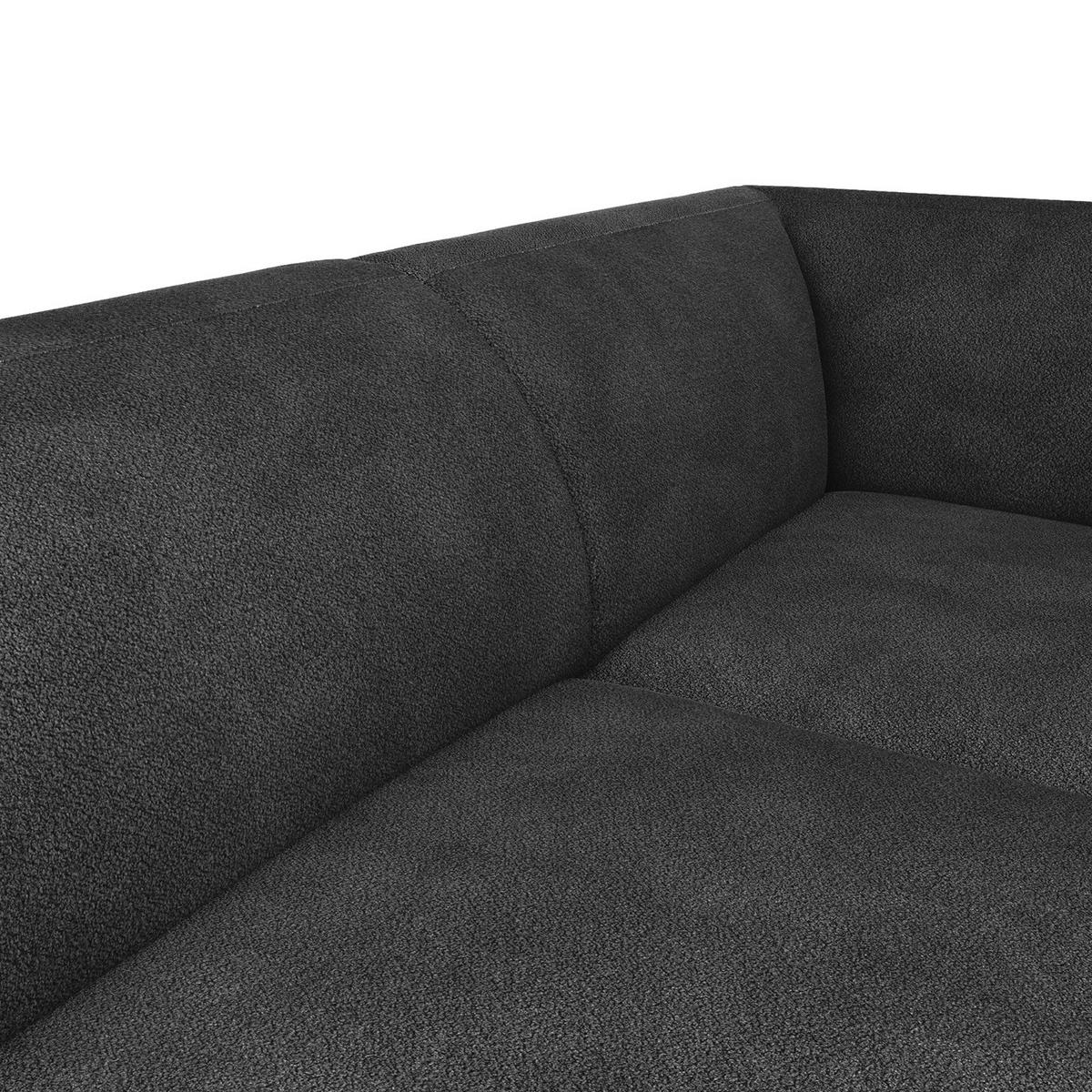 2,5-SITZER ECKSOFA mit Ottomane - Anthrazit/Schwarz, Textil/Metall (252/205cm) - home24