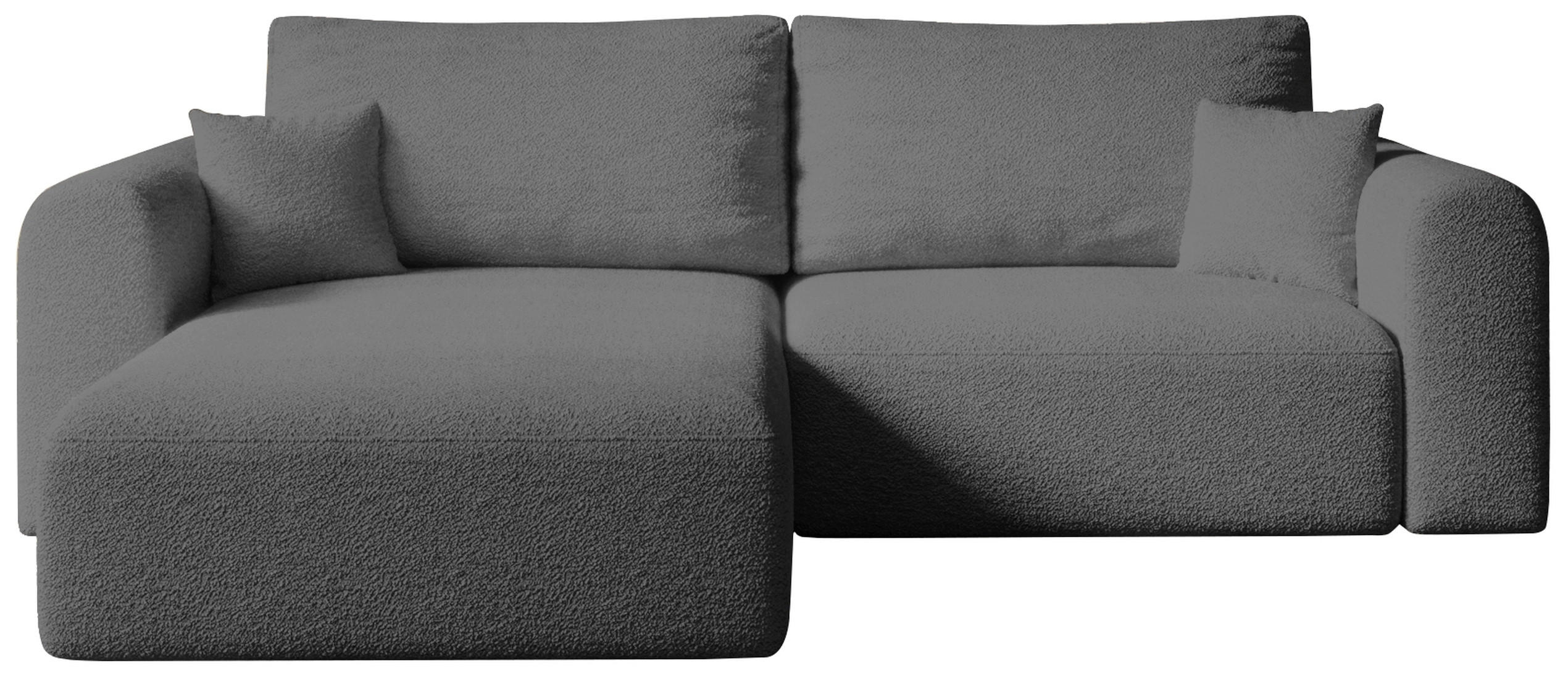 ECKSOFA Kornel mit Schlaffunktion Dunkelgrau Boucle - Dunkelgrau, Textil (248/165cm) - Bromarkt