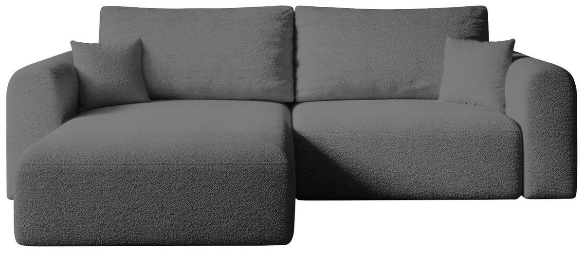 ECKSOFA Kornel mit Schlaffunktion Dunkelgrau Boucle - Dunkelgrau, Textil (248/165cm) - Bromarkt