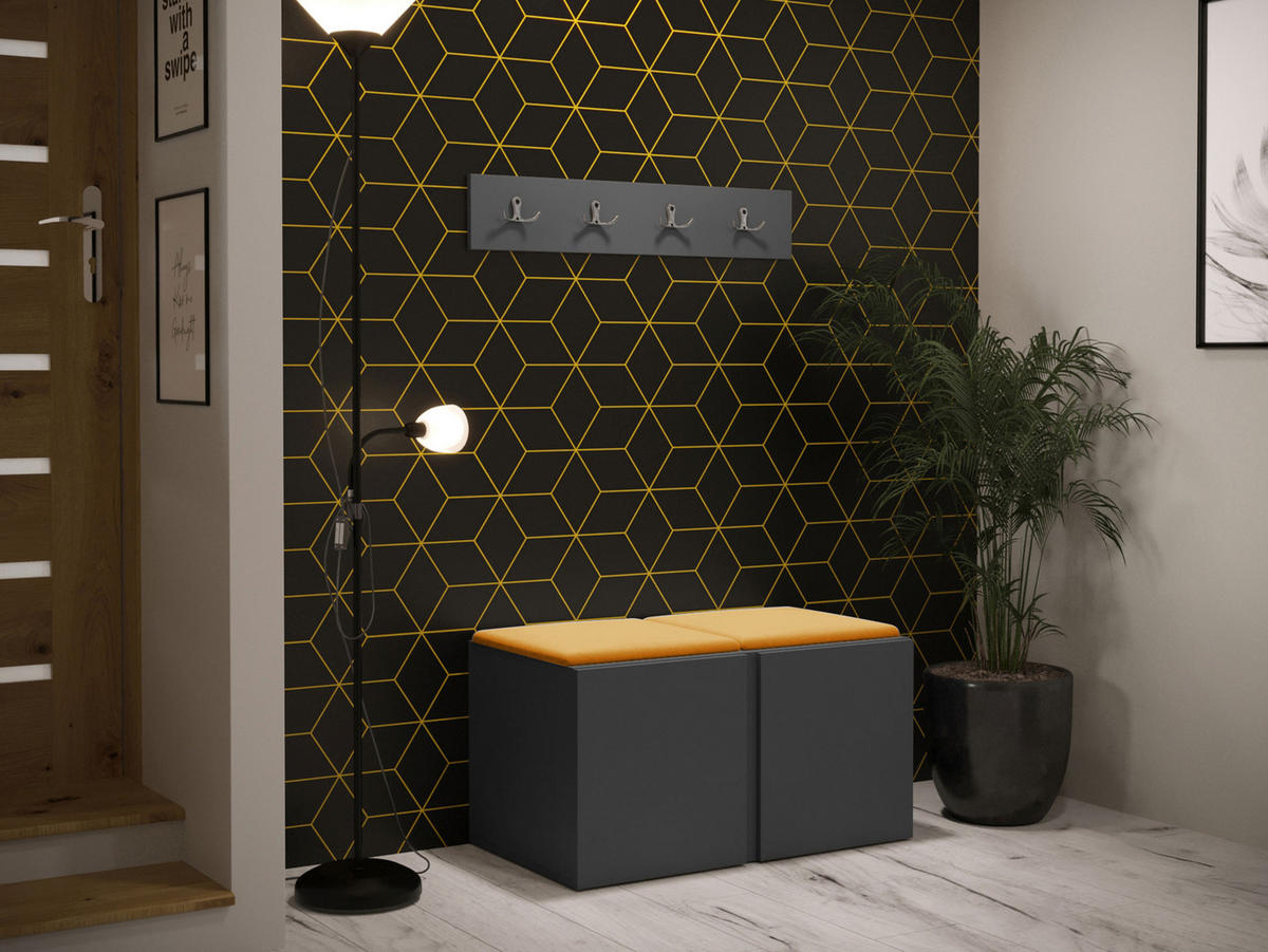 GARDEROBEN-SET Orion VI - Graphitfarben/Orange, Holzwerkstoff/Kunststoff (84/42/46cm) - MIRJAN24