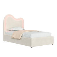 POLSTERBETT 90/200 cm in Beige aus Samt mit Stauraum und LED - Beige, Textil (90/200cm) - Flora Grace