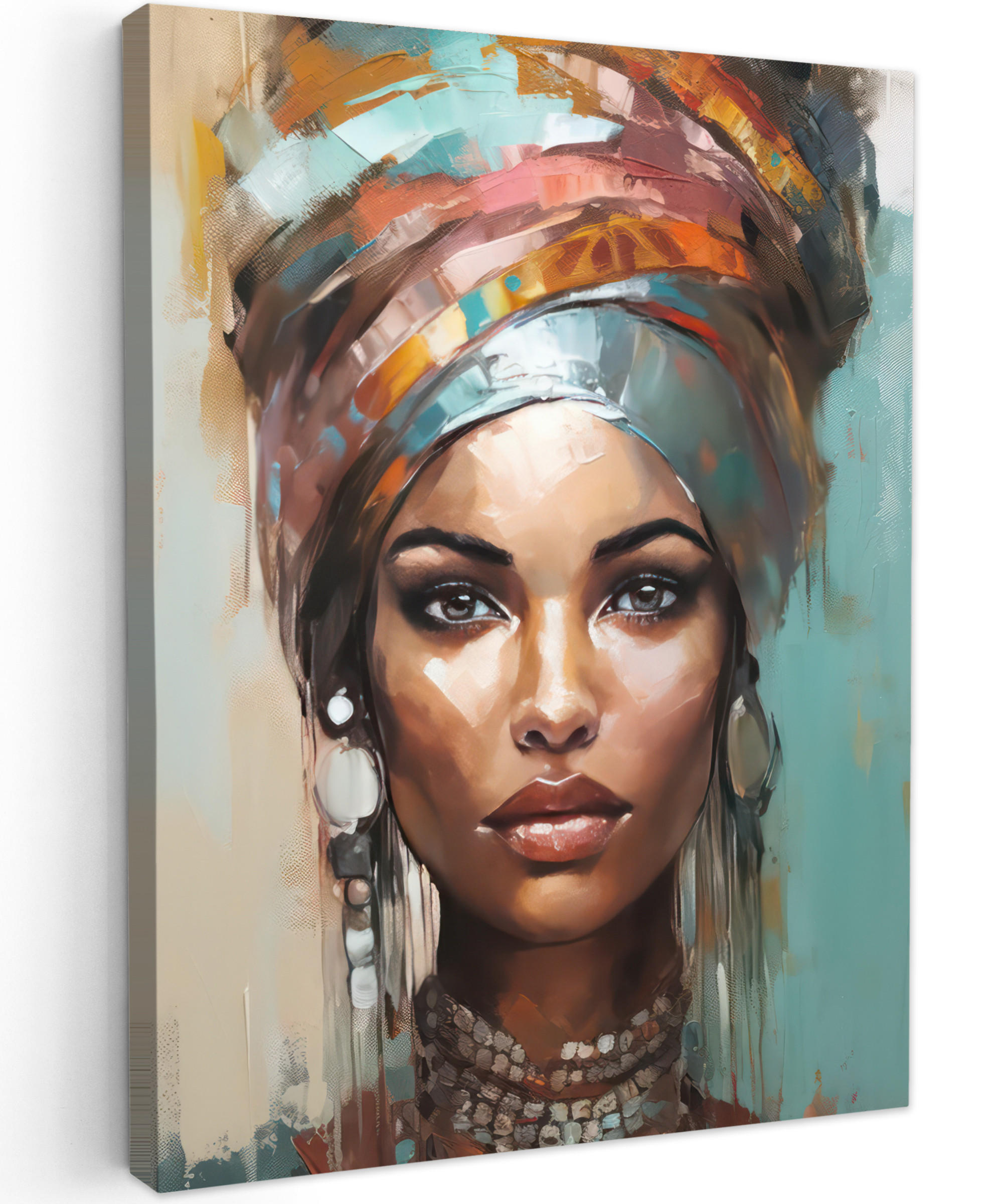 MuchoWow OBRAZ NA PLÁTNĚ Žena - Umění - Šperky - Portrét 60x80 cm