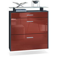 SCHUHSCHRANK Malea Fronten in Bordeaux Hochglanz - Bordeaux, Holzwerkstoff (89/96/23cm) - Vladon