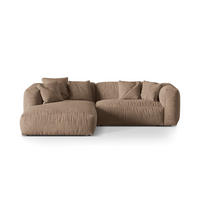 ECKSOFA modular links Martina aus Samt dunkelbeige 2 Sitzplätze - Mokka, Textil (176/283cm) - Micadoni