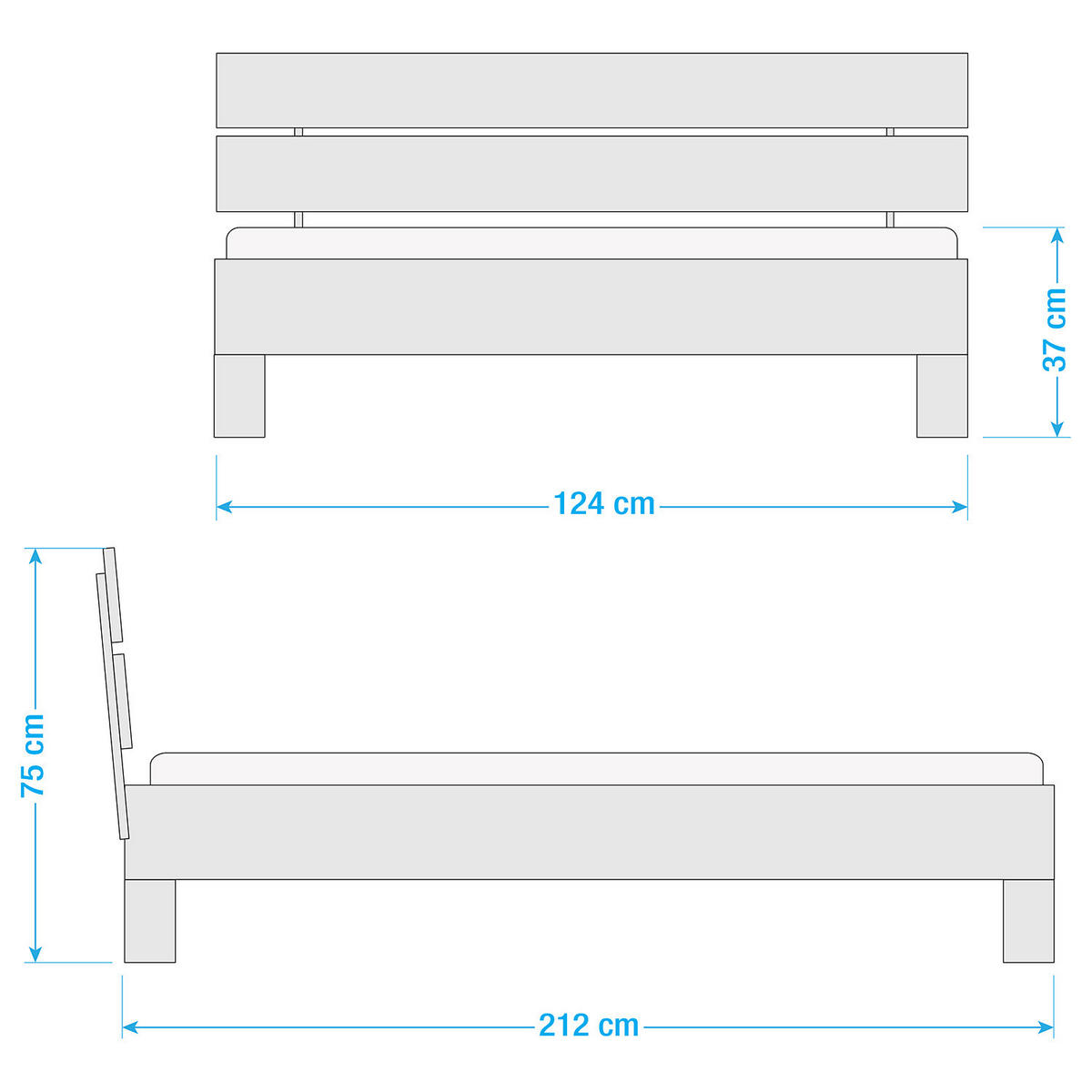 MASSIVHOLZBETT - Braun - Eichefarben, Holz (120/200cm) - home24