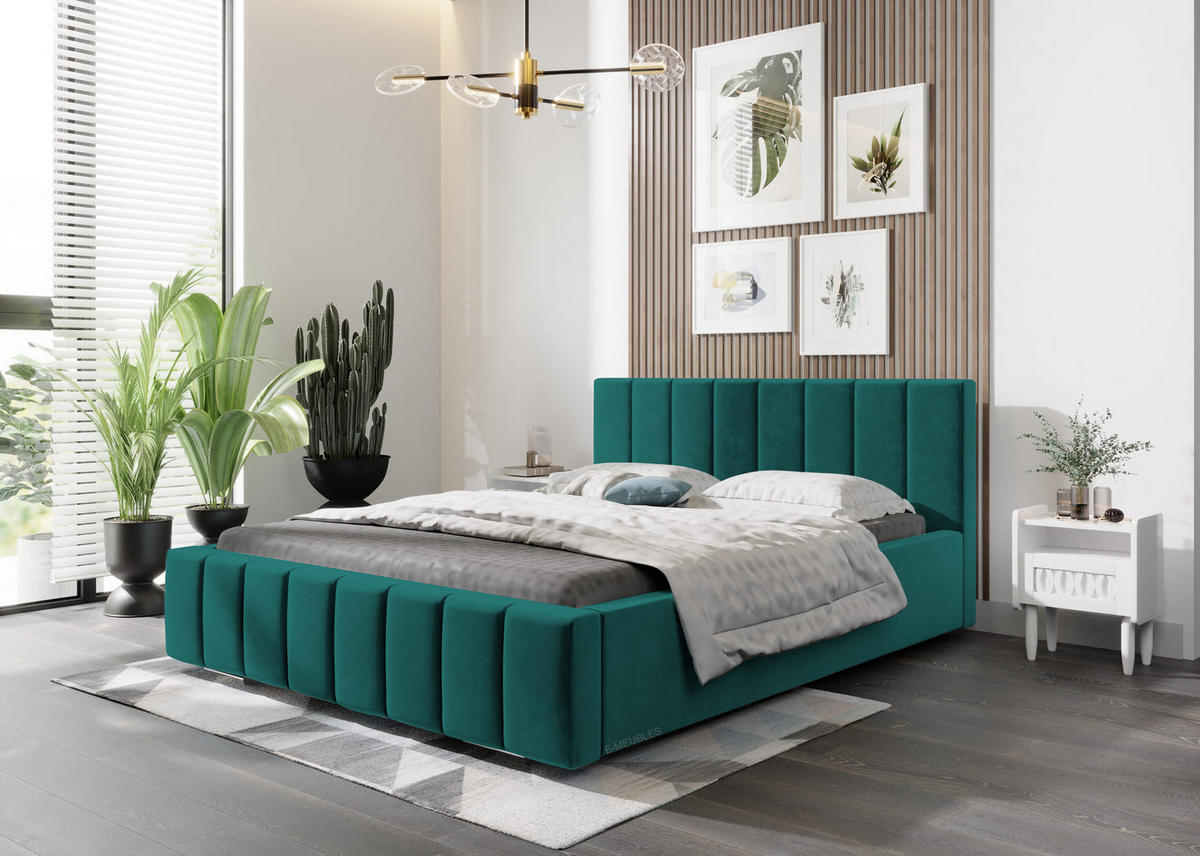 POLSTERBETT Bett 01 - 140x200 - Peacook - Türkis, Holz/Textil (140/200cm) - Möblo