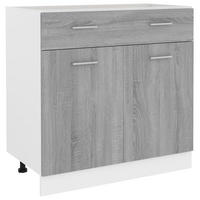KÜCHENUNTERSCHRANK Lyon mit 2 Türen, 1 Schublade 80/46/81,5 cm aus Holzwerkstoff Grau Sonoma Dekor - Grau/Silbereichenfarben, Holz/Metall (80/81.5/46cm) - vidaXL