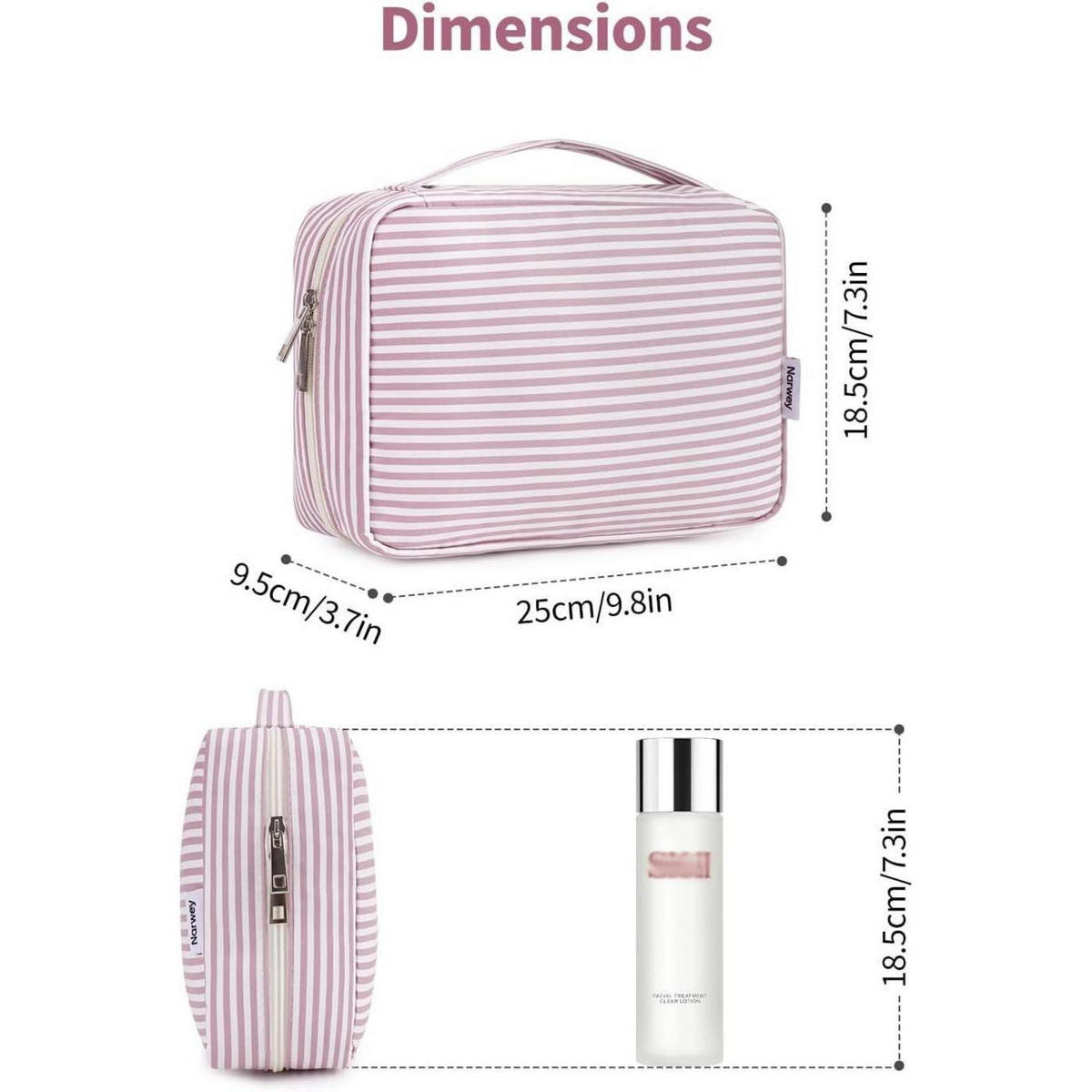 KULTURTASCHE zum Aufhängen mit Haken altrosa Streifen - Rosa, Textil (5/1/5cm)