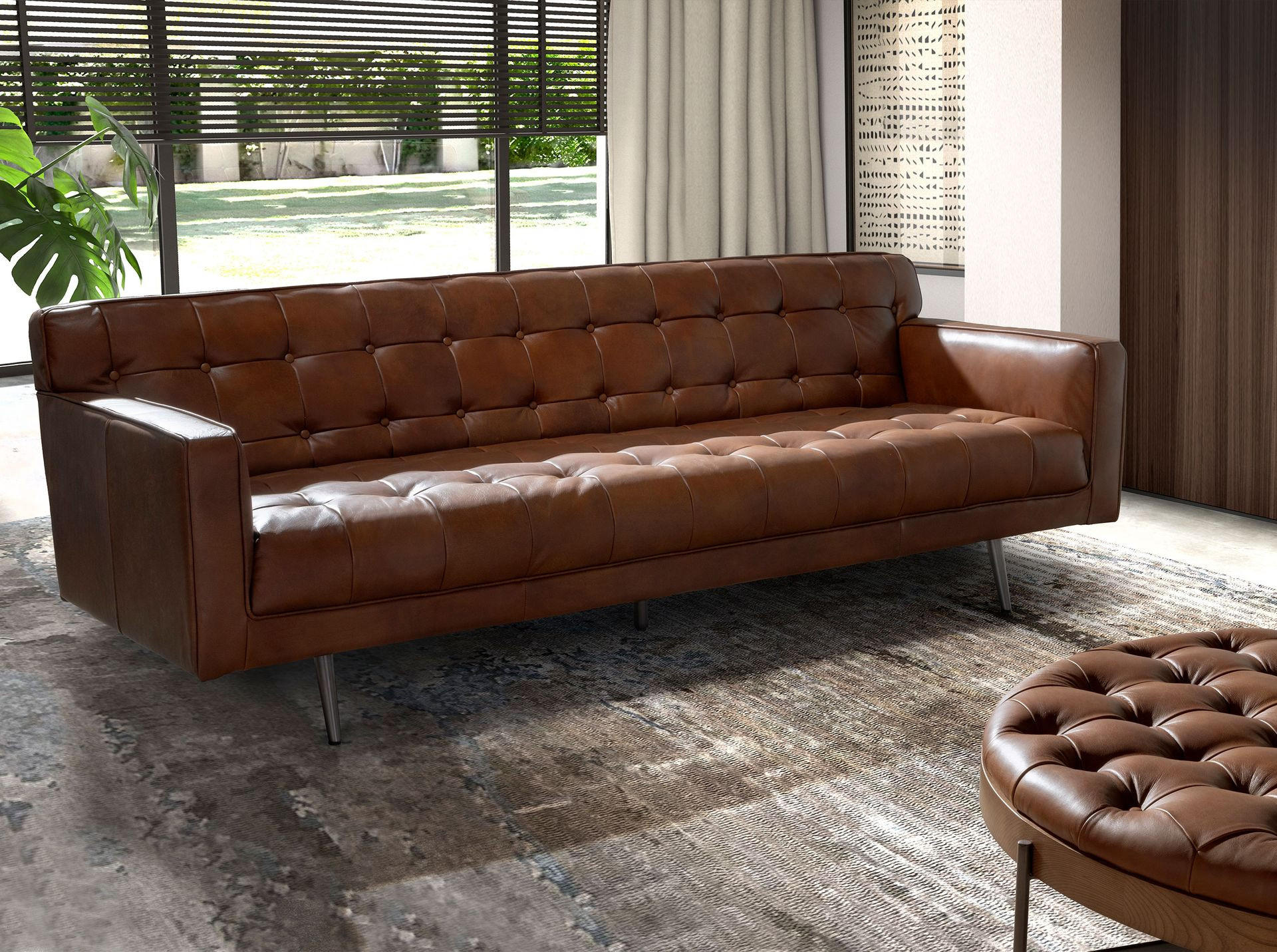 CHESTERFIELD-SOFA Klassisch Dunkelbraun Dunkler Stahl 212/79/70 cm - Braun, Leder/Metall (212/70/79cm) - ANGEL CERDA