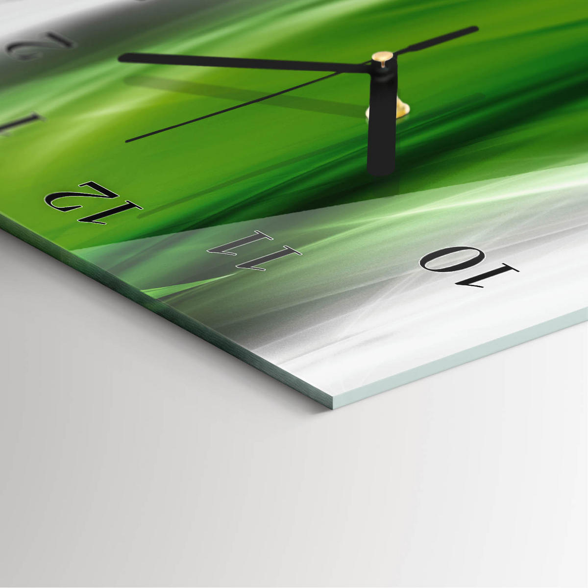 WANDUHR 60x30 cm - Wiese - Grün, Glas (30/60/0.4cm) - TULUP