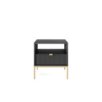 NACHTTISCH Font 54x56x39 cm - Modern Nachtschrank zum Schlafzimmer - EIN praktischer Commode aus Spanplatten - Schwarz - Schwarz, Holzwerkstoff (54/56/39cm) - Chilly