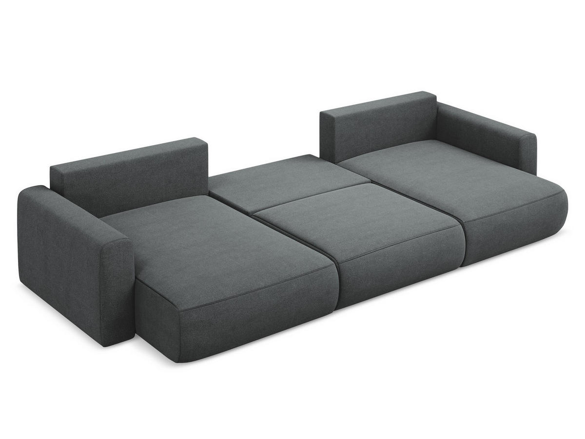 WOHNLANDSCHAFT Strukturstoff Stoff Grau - Schwarz/Grau, Kunststoff/Textil (340/82/149cm) - Makamii