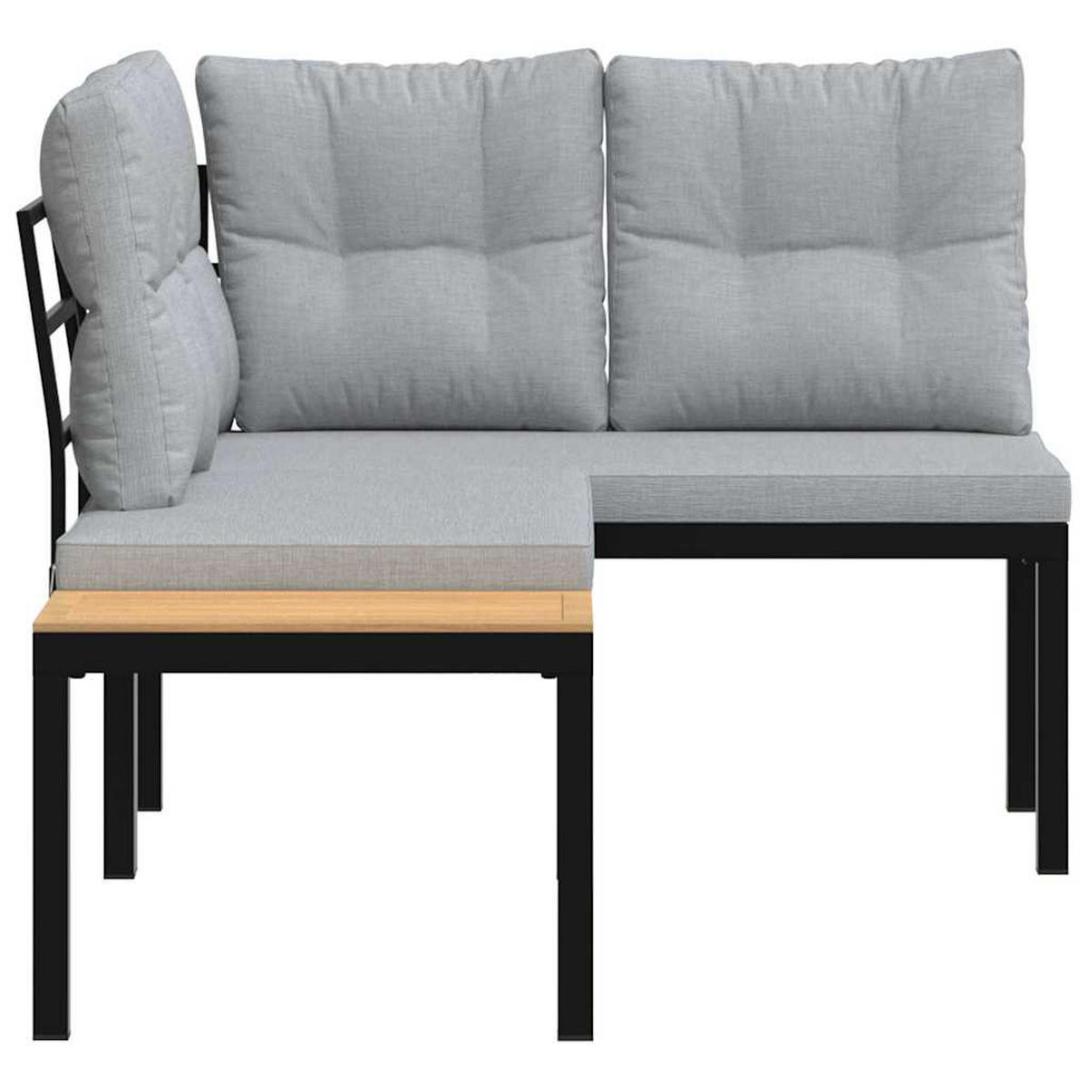 GARTENBÄNKE mit Kissen 2 Stk. Schwarz Pulverbeschichteter Stahl - Schwarz, Metall (118/78/63cm) - furnicato