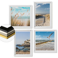 WANDBILDER 4er-Set - 50x50 cm & 40x60 cm Weißer Rahmen - Strand Holzsteg Klippen - Weiß, Kunststoff (50/50cm) - ArtPrintCave